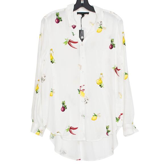 NWT Jane & Delancey Top Novelty Cottage Feminine Minimalist Button White Medium - Picture 1 of 6